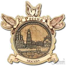 Магнит из бересты Москва-Смоленский Монастырь голуби дерево